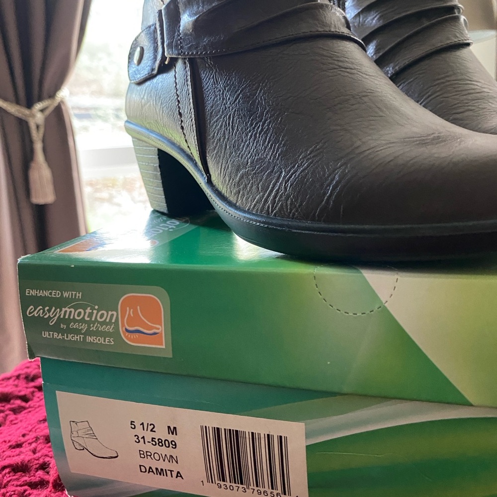 Easy Street Dark Brown Ankle Booties